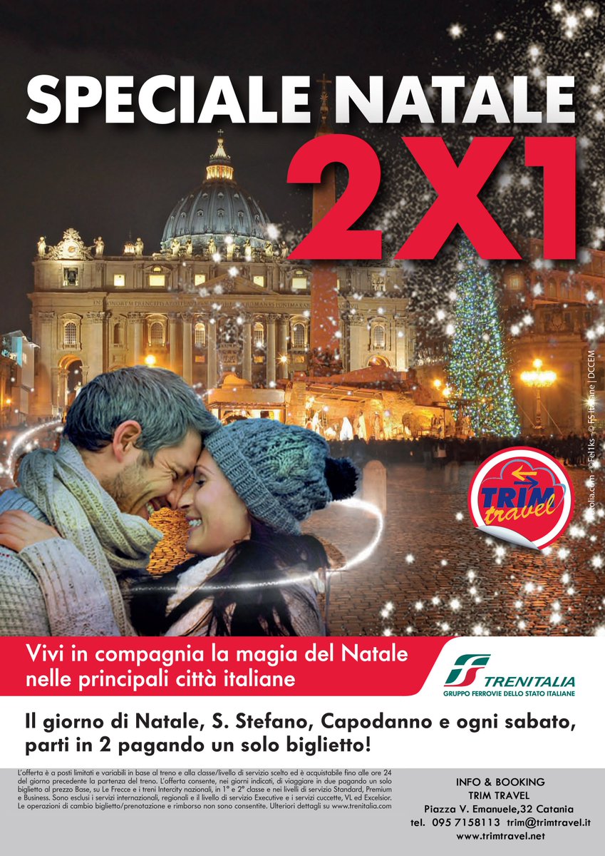 TrimTravel_'s tweet photo. Trim Travel &amp; Trenitalia vi presentano la nuova promo di Natale.
Siamo biglietteria autorizzata Trenitalia . https://t.co/kUWpV8JoGg