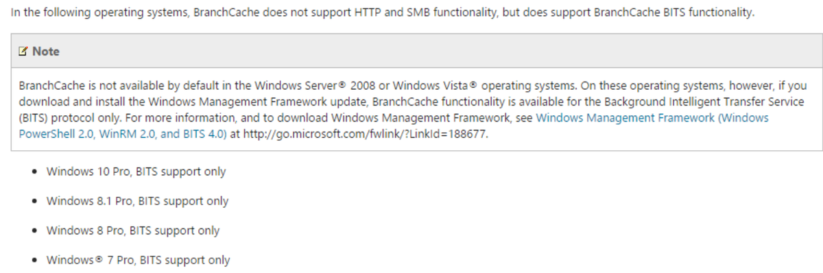 2pintsoftware's tweet image. Finally! MS Confirms that #BranchCache works in PRO versions of Windows :-)
