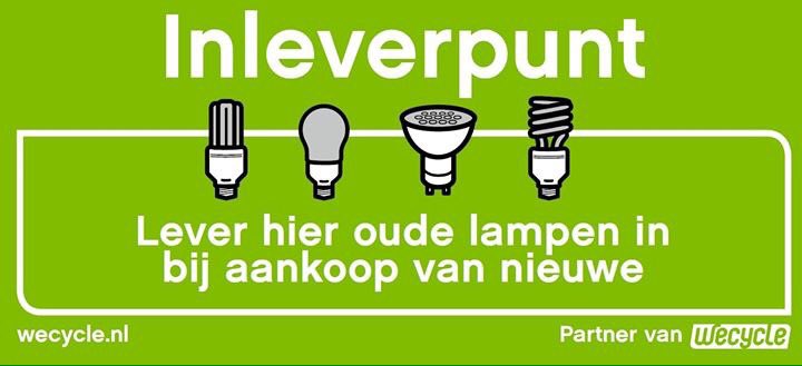Als partner van <a href="/wecycle/">Wecycle</a> kunt u bij ons ook uw oude lampen, elektrische apparaten en batterijen inleveren.