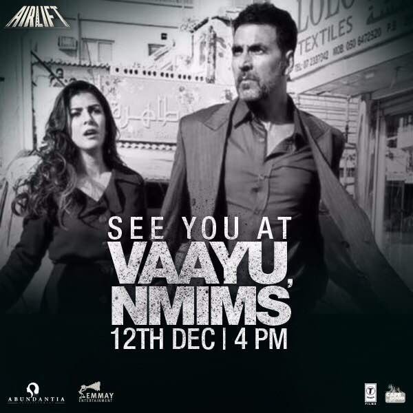 akshaykumar's tweet photo. .@NimratOfficial &amp; I are going to be at NMIMS in Mumbai today at 4 pm. Waiting to meet you all :) #AirliftAtVaayu https://t.co/N7GFV8FX3J
