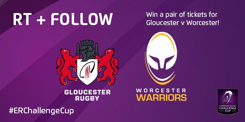 ChallengeCup_'s tweet photo. Follow &amp; RT for your chance to win a pair of tickets for @gloucesterrugby v @WorcsWarriors #ERChallengeCup https://t.co/WogUaCHTyg