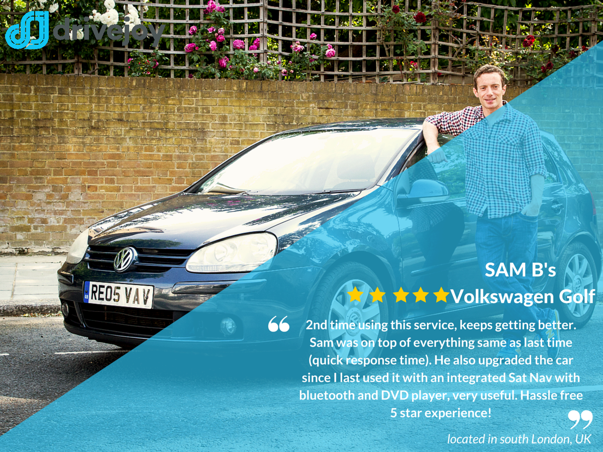 ridelink_uk's tweet photo. Check out the glowing review left on Sam B's #VW Golf, rent it today on #DriveJoy! #Car #London #p2p #sharingeconomy https://t.co/fRM1TfUcXc