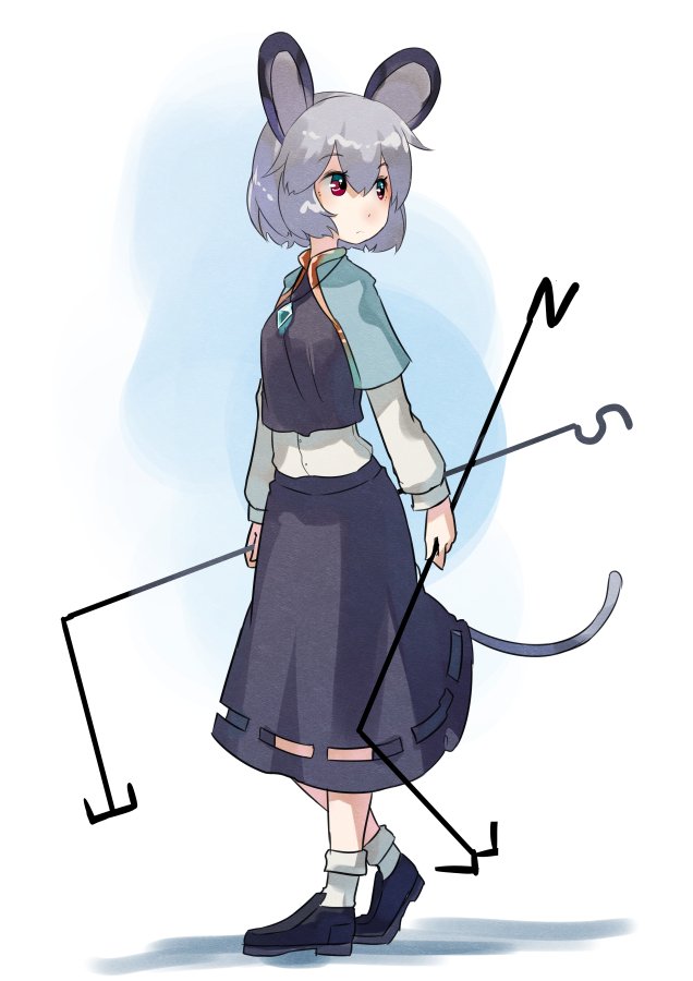 nazrin 1girl solo animal ears tail mouse ears mouse tail dowsing rod  illustration images