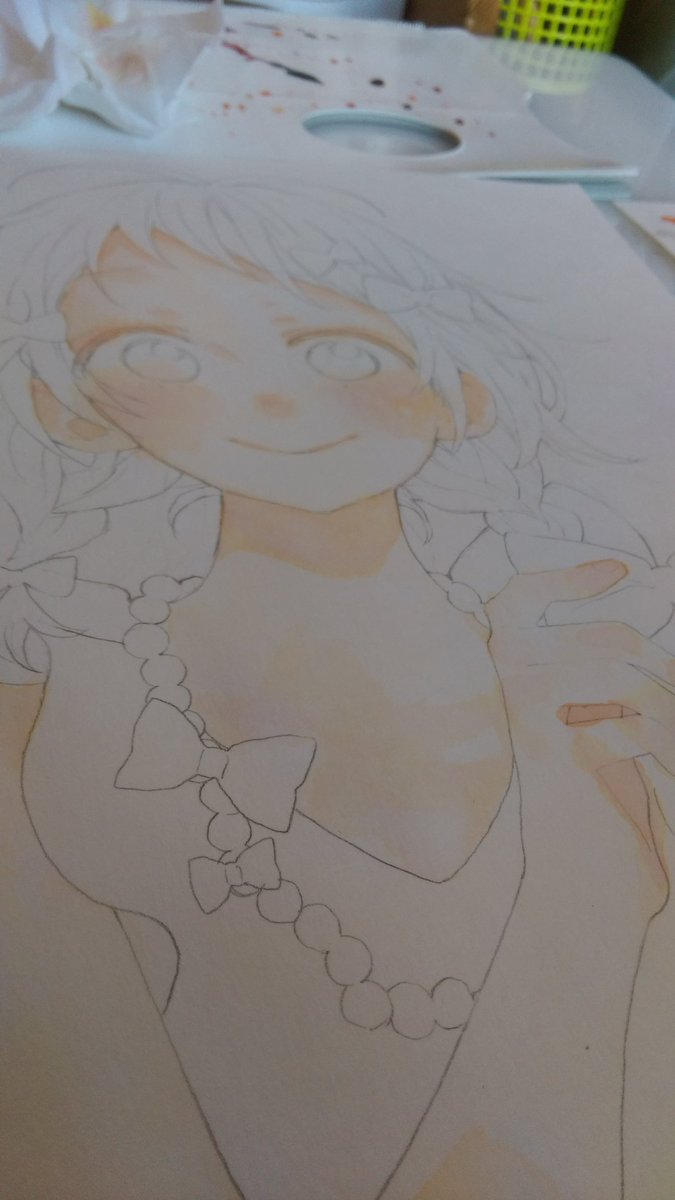「特に参考にはならないけど友達に状況報告として送っていた色紙塗り過程写メです…! 」|渡辺カナのイラスト