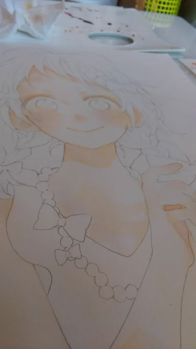 特に参考にはならないけど友達に状況報告として送っていた色紙塗り過程写メです…! 