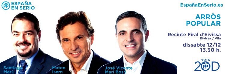 Recorda que avui a les 13:30 h. tens una cita amb els candidats de @popularseivissa al Recinte Firal. #ArrozPopular