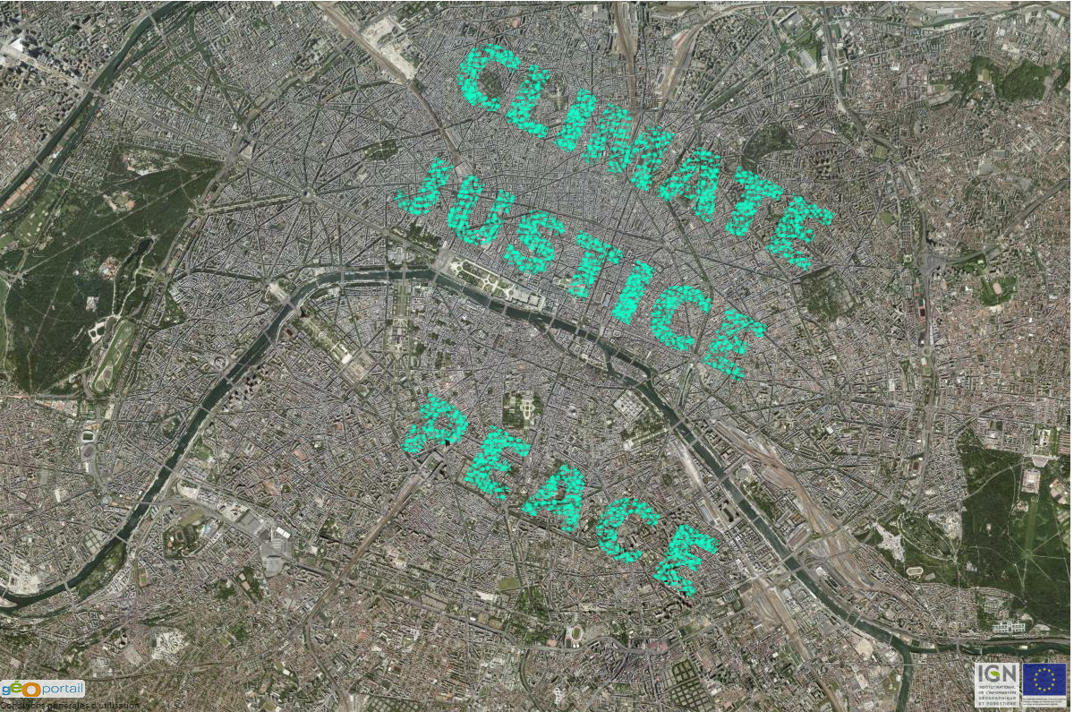 greenpeacefr's tweet photo. Ca y est. #ClimateJusticePeace géolocalisé par des milliers de militants sur https://t.co/vGwpDJvwi6 BRAVO ! #COP21 https://t.co/AyzX3glocg