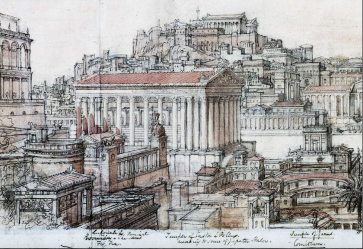 ValeriaAugusta8's tweet photo. Une vue imaginaire de la #Rome antique par #Cockerell (1788-1863) #Art @RomeandArt @museiincomune https://t.co/AxdKLJUjO9