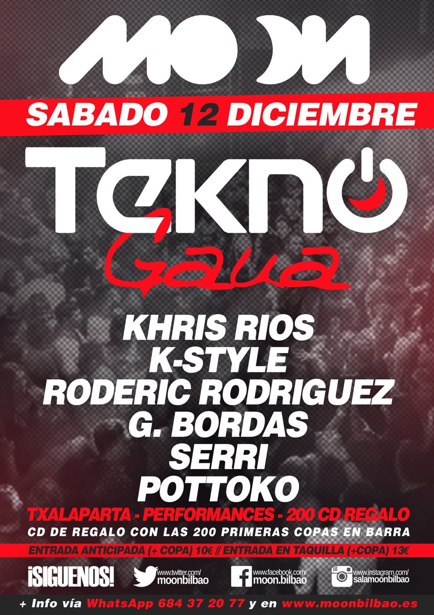 MoonBilbao's tweet photo. Esta noche, #TECNOGAUA con:
🔊 @KHRISRIOS_BLUM
🔊 @kstyledavid
🔊 @andonivecilla
🔊 @Gbordas_bilbo
🔊 @DeejaySerri https://t.co/f8AKfxvCzr