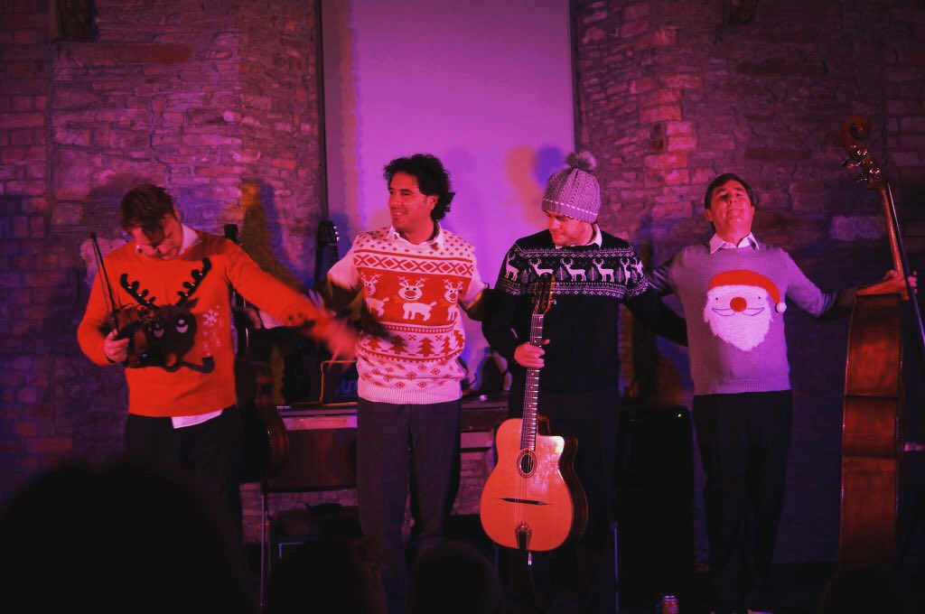Christmas jumpers :) We're in Oxford tonight, at St Giles, spreading Christmas cheer as if it were butter :)