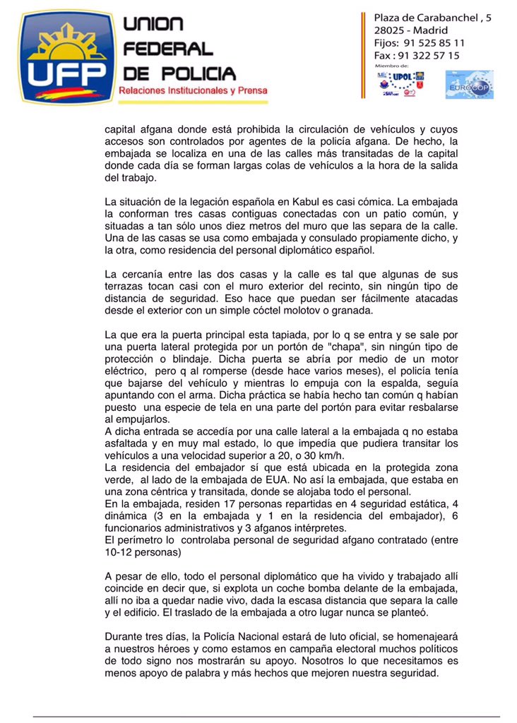 josemariabenito's tweet photo. ¿Que razones hay para no contar la verdad de lo sucedido ayer en Kabul? https://t.co/YJ5q8XoJxo