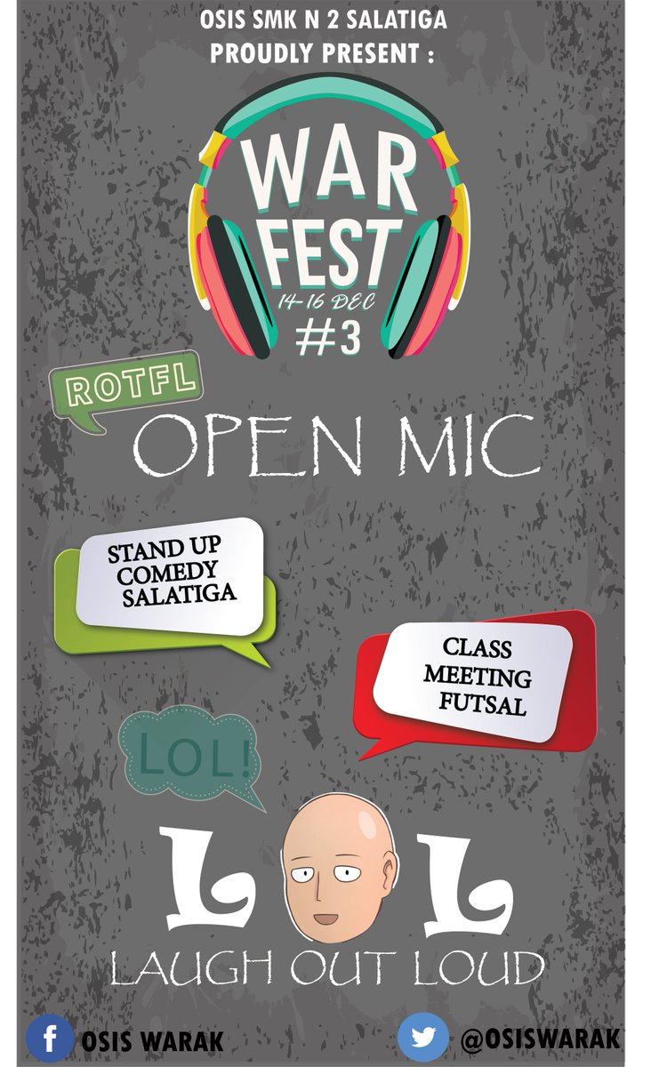 Slmt Mlm Warak! Warfest #3 " Laugh Out Loud " tnggal menghitung hari yang dilaksanakan Senin,14 Des 2015 di Gdg TMO