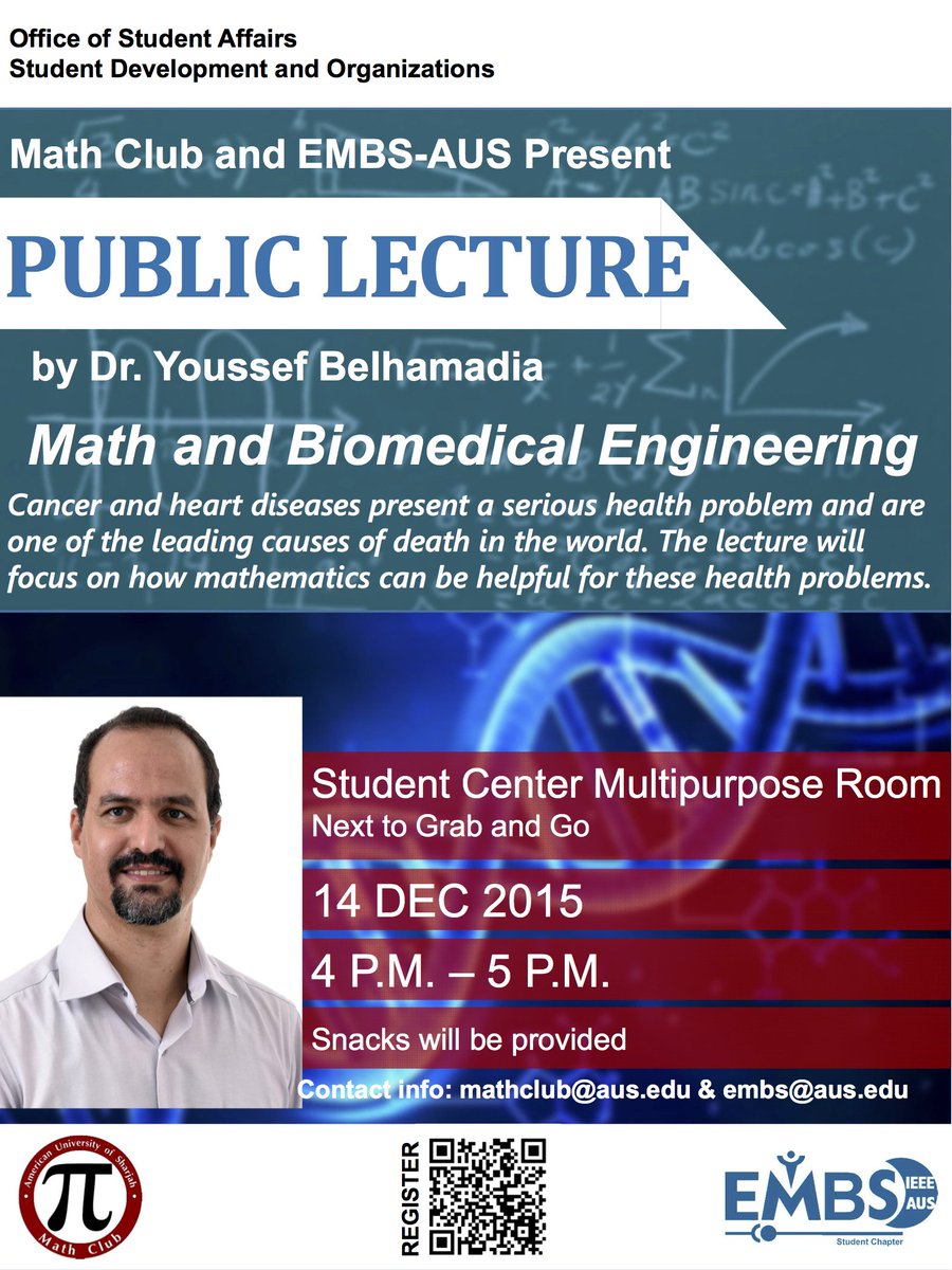 Fun #Math and #BiomedicalEngineer #lecture this Monday By Dr. Yousef Belhamadia