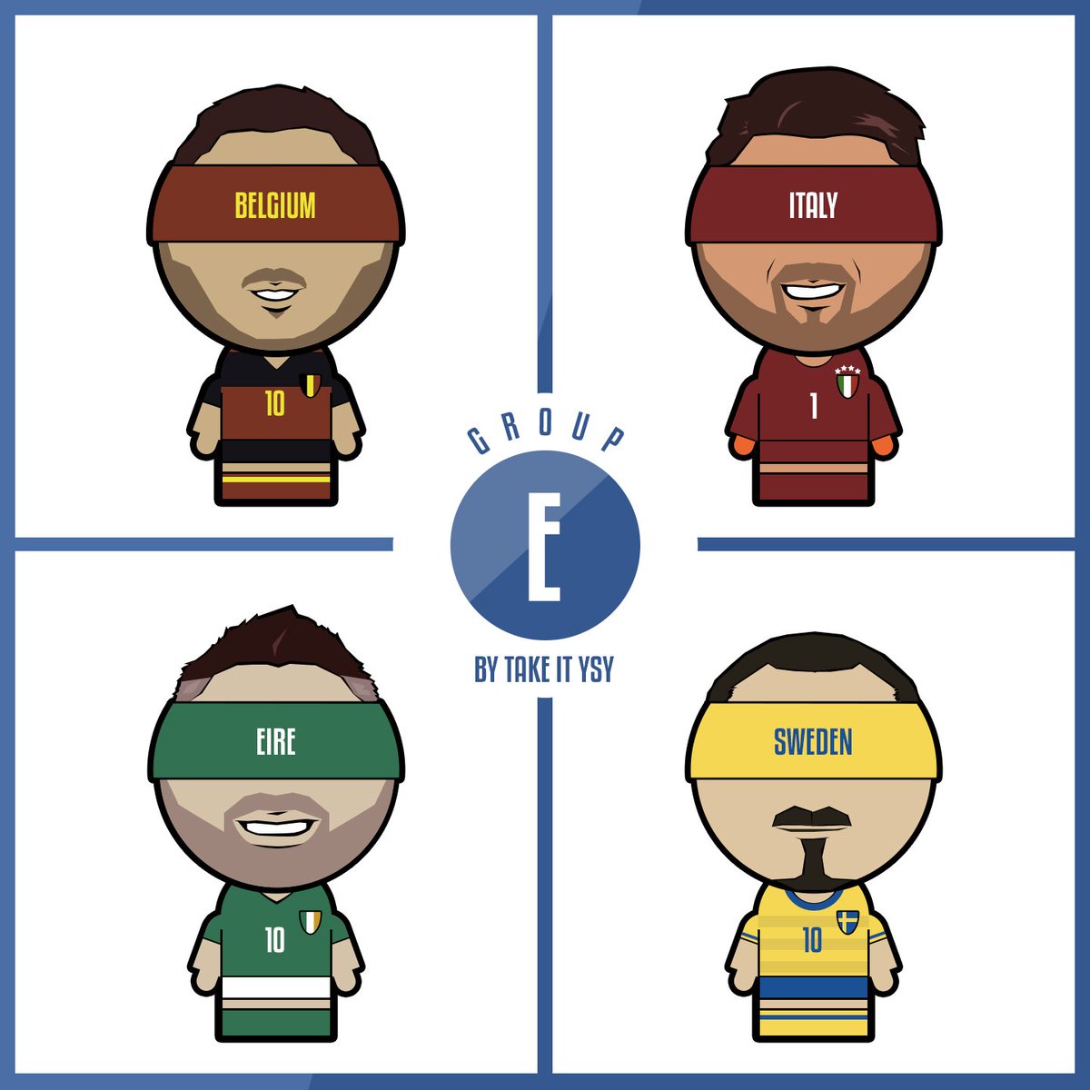 takeitysy's tweet image. Groupe E  #euro2016 #TirageEuro #EUROdraw @hazardeden10 @gianluigibuffon @Ibra_official #robbiekeane