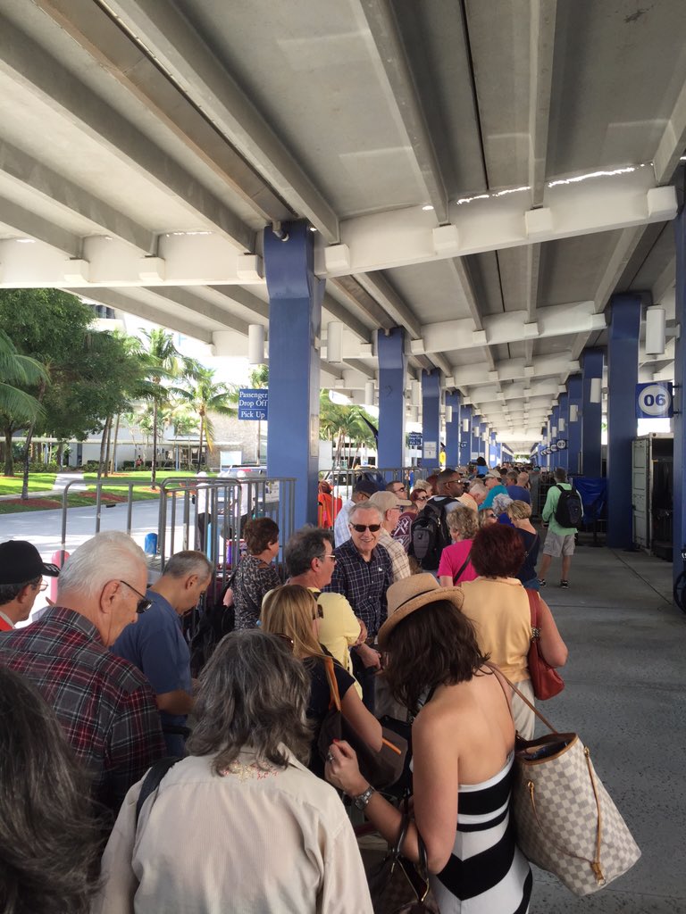 Susan_Tierney's tweet photo. @CelebrityCruise What is up with the line at Miami today? #PoorReflection. https://t.co/I3a5DXMldw