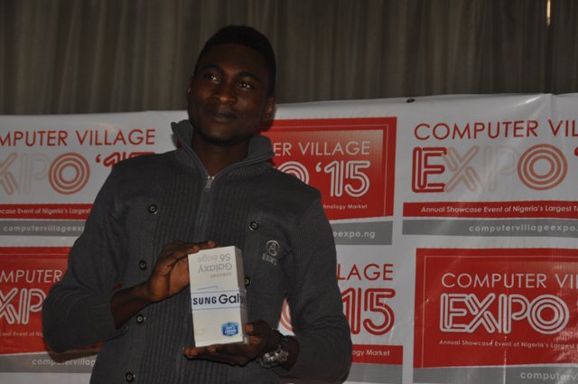 CVExpo19's tweet photo. Winner of the star prize Samsung Galaxy 6 Edge #CVE15 @kolexy2711 @ShinaBadaru @techtimesng #OtigbaRising https://t.co/oNV19kv6rP