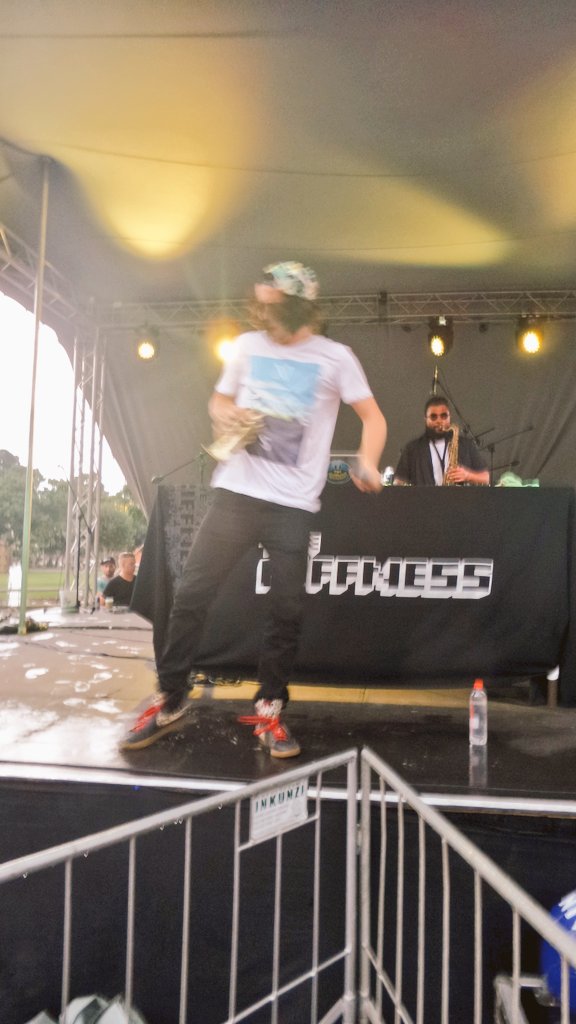 MickOwen_'s tweet photo. What a banger of the day jamming in the rain with 1 of da best SA acts @TheKiffness #umhlanga #musicfeast #livemeup https://t.co/DLr1HmmPK8