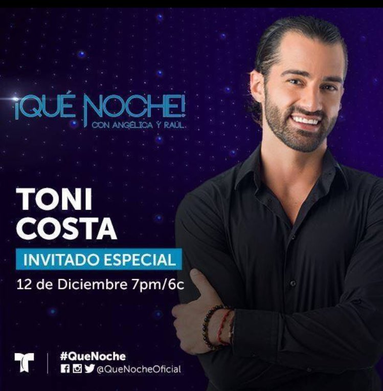 ToniCostaTeam's tweet photo. Hoy 7PM/6C por @Telemundo @QueNocheOficial Nuestro @ToniCosta4 acepta el reto de @Raultvgonzalez #NoTeLoPierdas !! https://t.co/F8AfA98jiV