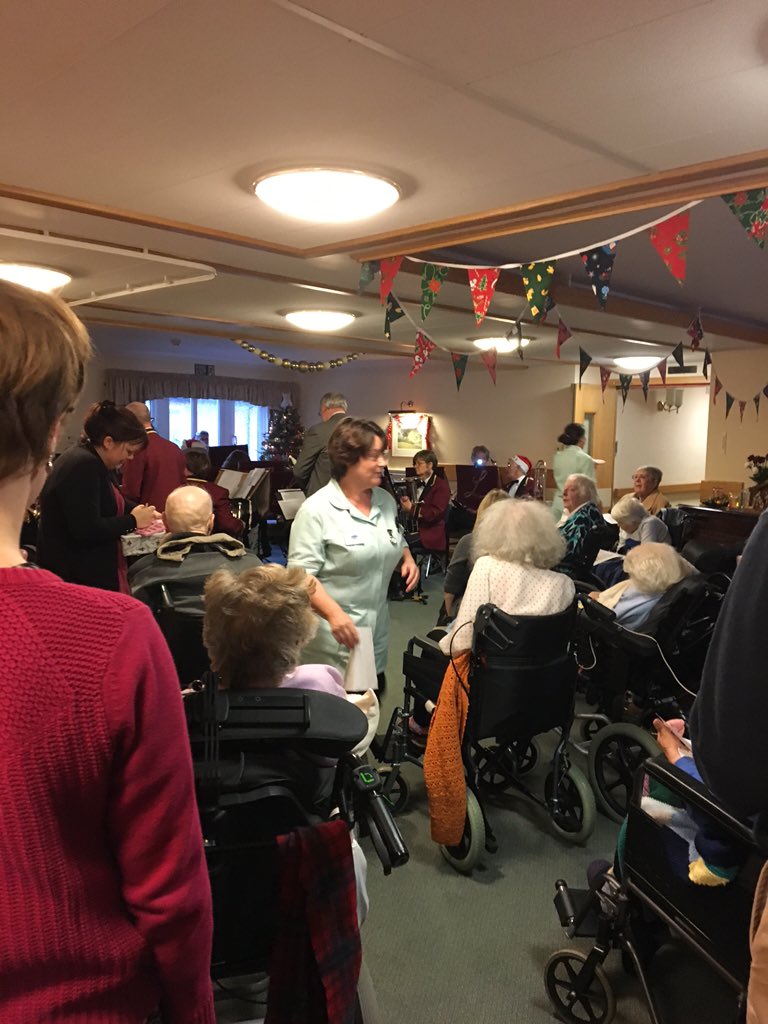 eastangliacare's tweet image. Now that's a lot of wheelchairs! Great to see residents racing to get good view of Loddon Brass Band #ChristmasParty
