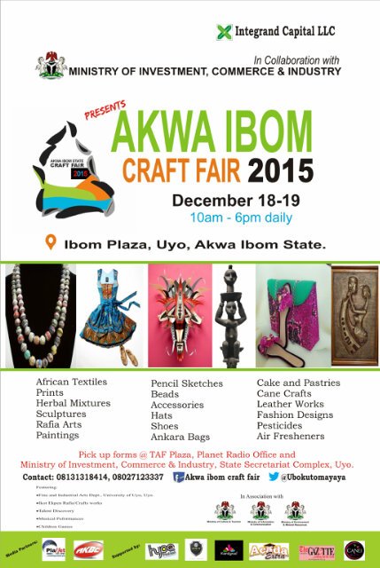 ejumerifely's tweet photo. Our friend @Ubokutomayaya is organizing a kraft fairstival, the 1st of its kind in Akwaibom. Pls help support him RT https://t.co/YQ00xtbsG1