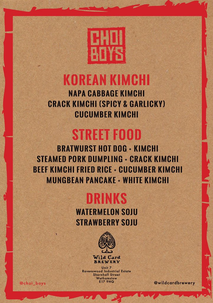 Choi_Boys's tweet photo. Tonight only @WildCardBrewery. Korean bar snacks, kimchi &amp; cocktails. 7pm-late. #walthamstow #e17 #awesomestow https://t.co/4Qz5AgY0ho