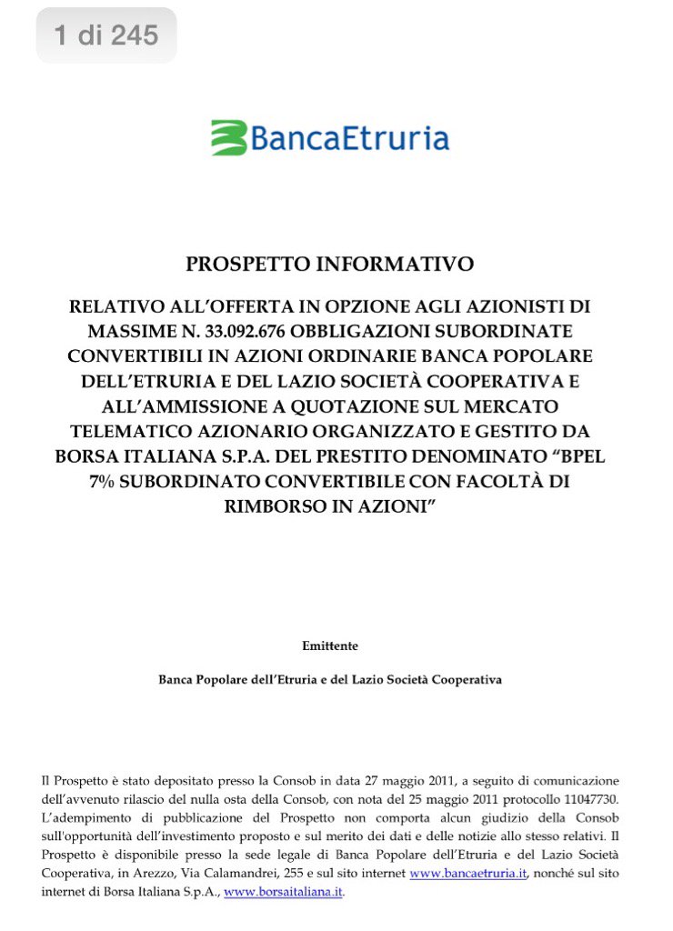 Banca Etruria Obbligazioni Subordinate Come Campi Dei Miracoli Icebergfinanza