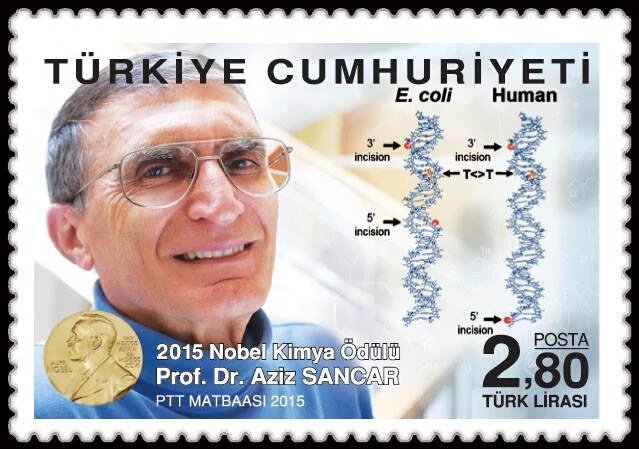 PTT, Nobel Kimya Ödüllü bilim insanımız Aziz Sancar için özel pul bastırdı. 👏