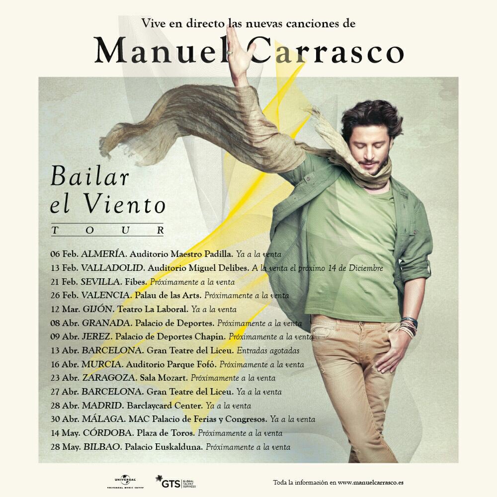 manuelcarrasco_'s tweet photo. Mi gente!las fechas para nuestro Tour.En los próximos días os contaré más ciudades. Más info https://t.co/tw8RGTPRgr https://t.co/1rmewoAYTW