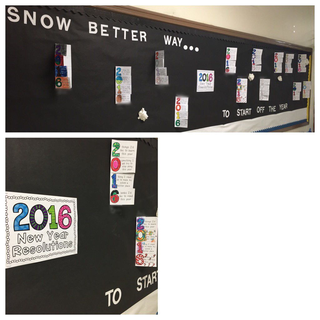 Sneak peak at 3B's winter bulletin board #Resolutions #EducationalGoals