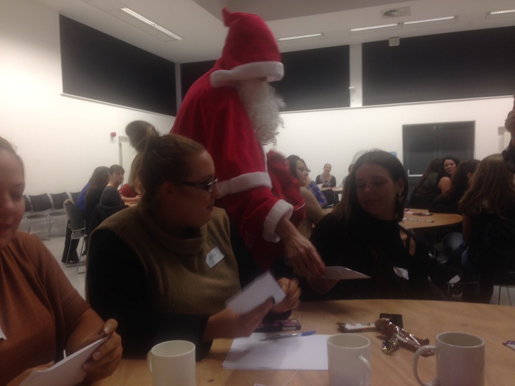 MediaCityNK's tweet photo. Staff getting their presents from Father Christmas #bertramawards @BertramNG https://t.co/jUJZPhSIo2