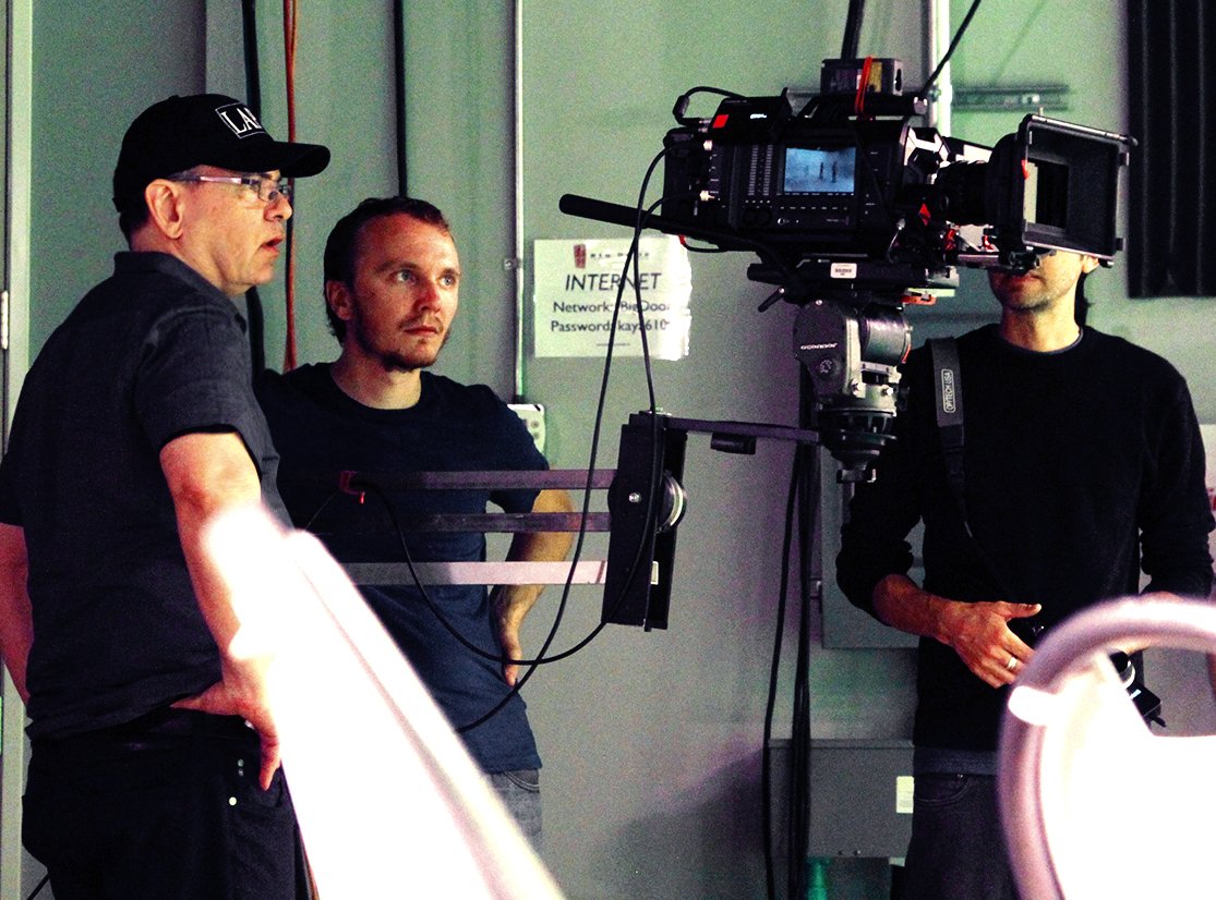 LAPostFest's tweet photo. @Woody_Woodhall checking the blocking with DP @pliSkiNAKE #Protocol @Blackmagic_News #URSA #CreateYourStoryInPost https://t.co/GW4MCJjLda
