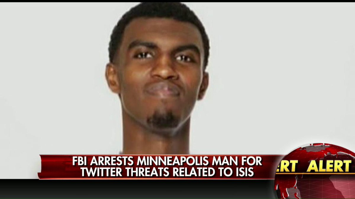 FoxNews's tweet photo. News Alert: FBI arrests Minneapolis man for Twitter threats related to ISIS. https://t.co/XQmIXju01E