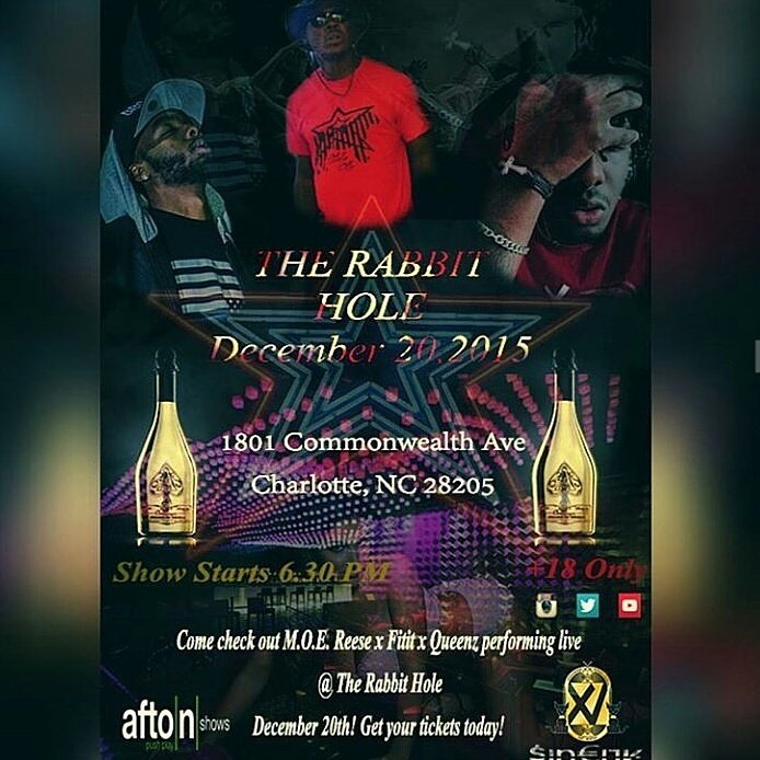 devanteholliday's tweet photo. Charlotte, NC. December 20, 2015 at The Rabbit Hole 6:30 PM Get your tickets today at https://t.co/u6utj14tf5 https://t.co/cfs9RiShh4