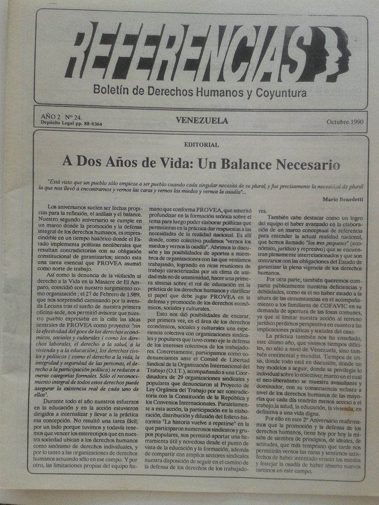 ExamenDDHH_VE's tweet photo. Uno de los primeros boletines de @_Provea sobre DDHH en Venezuela. Hoy los pueden leer por https://t.co/jQBFhcIzhr https://t.co/eZU4NDwsiz
