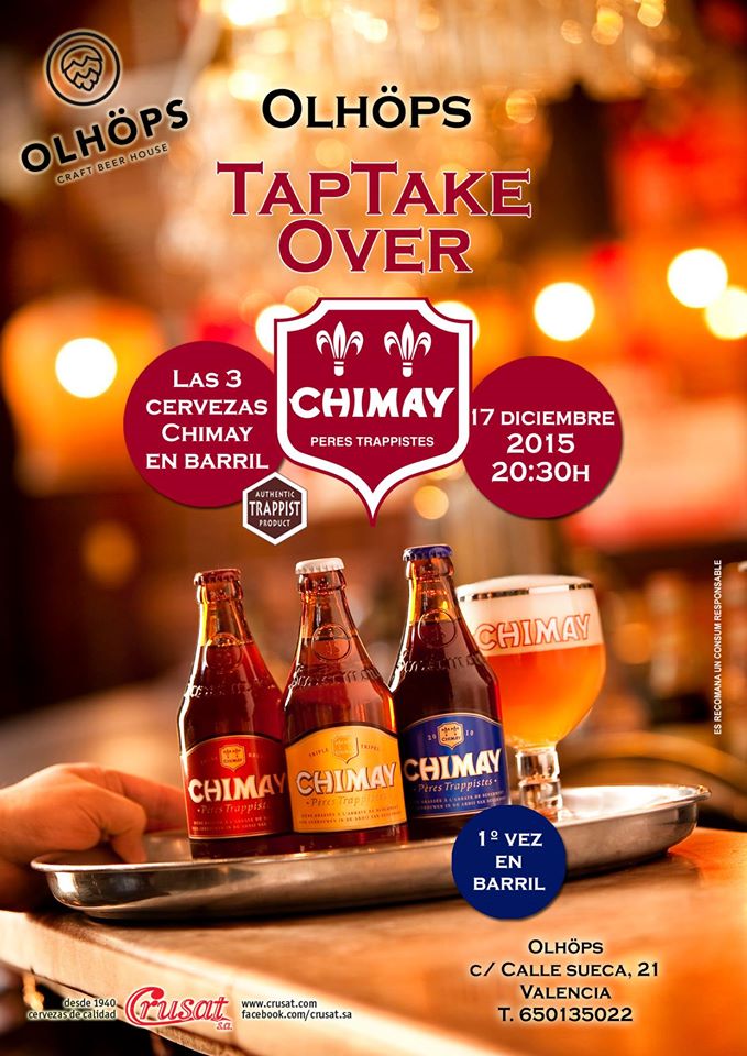 cervebel's tweet photo. Próximo 17-dic a las 20:30, "tap take over"de #Chimay en @Olhops #cervezatrapense #localestrapenses https://t.co/YvioRuoHTY