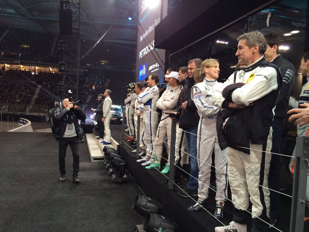 MercedesAMGF1's tweet photo. No pressure or anything... but that's quite an audience!! #StarsAndCars #F1 https://t.co/rke18It8YX