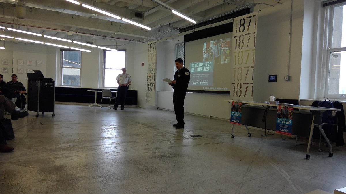 AdamHecktman's tweet photo. Kicking off the #CommunitySafetyApp Hackathon is @CPD_TECH, students getting ready to hack #CivicTech @MSFTChicago https://t.co/9yUUVwSrxq