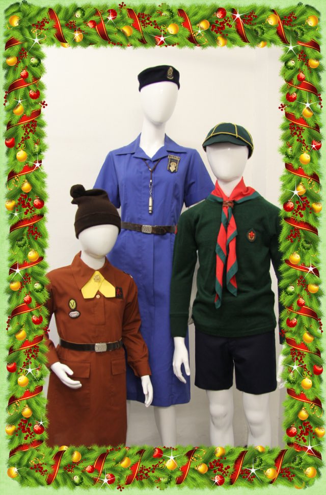 Foxtrotprod's tweet photo. Dib dib dib, dob dob dob! Behind door number 12 are our lovely little Brownies &amp; Boy Scouts.#costume #costumedesign https://t.co/CxsZf8Dbol