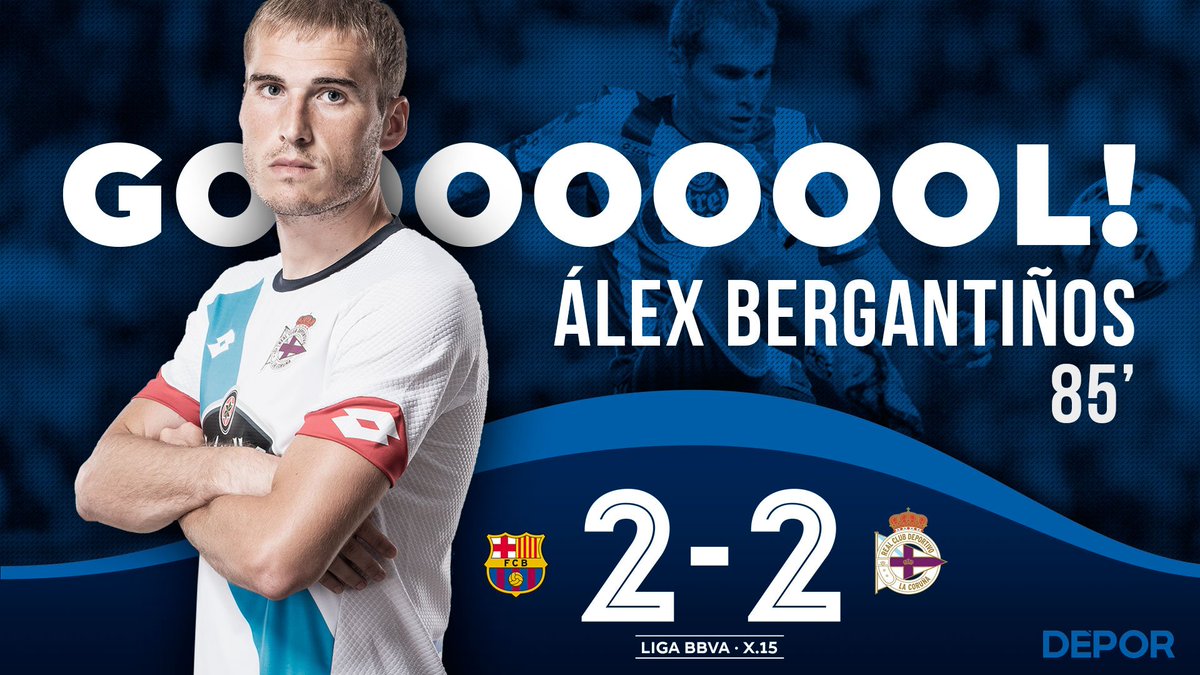 RCDeportivo's tweet image. ¡GOL! ¡GOL! ¡GOL! GOOOOOOOOOOOOOOOOL!!! Empata #SuperÁlex para el #DÉPOR. 2-2 en el Camp Nou #DaleDÉ!