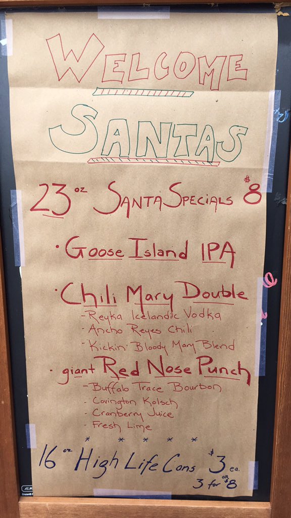 Bucktown1860's tweet photo. We're blocks from the start of the Running of the Santa's drink specials and tasty cold ones.@tbgnola https://t.co/nwMe28Yewd
