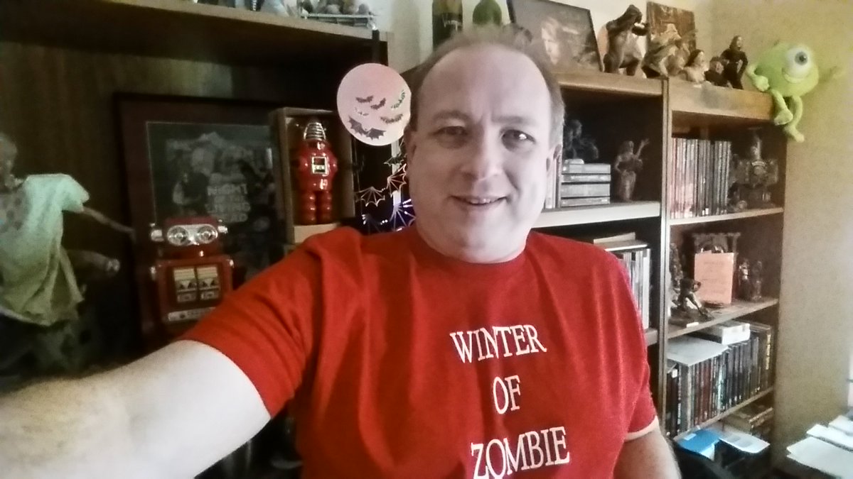 vampire_hunters's tweet photo. Wearing my Winter of Zombie 2015 t-shirt in my study. #WinterofZombie #zombie #horror https://t.co/w7TGsacUPF