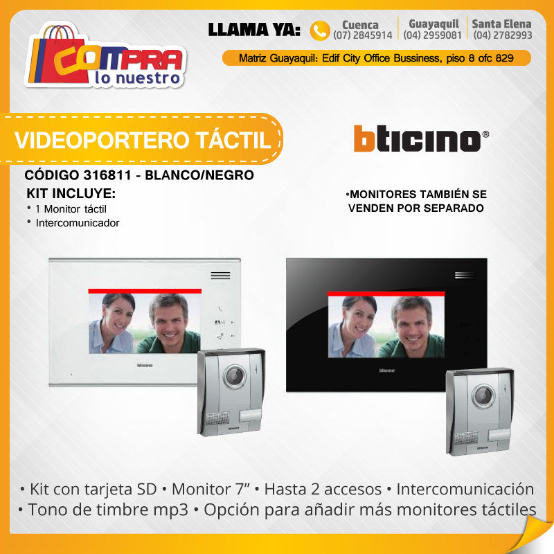 CompraLoNuestro's tweet photo. Videoportero Táctil - Blanco/Negro
Incluye
-1 Monitor Táctil
-Intercomuunicador
Encuentra los mejores productos aquí https://t.co/uoba4RdjkZ