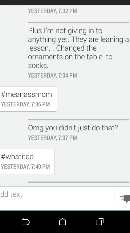 itsmeaness's tweet photo. Twitter people texting! #cute #husb #husbandmaterial  #meanassmom #unmatchedSocks #myRock @Gwn83 https://t.co/UeeAP2YU48