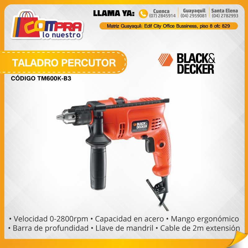 CompraLoNuestro's tweet photo. Taladro Percutor Black&amp;Decker
-Velocidad 0-2800rpm
-Cable de 2m extensión
Encuentra los mejores productos aquí https://t.co/npuS43aX4o