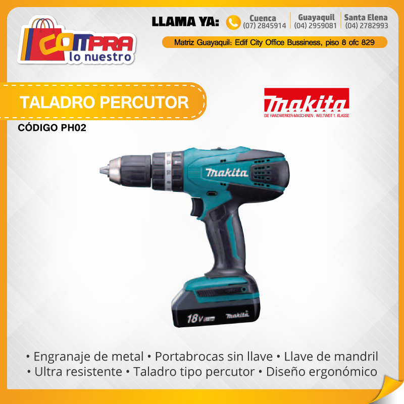 CompraLoNuestro's tweet photo. Taladro Percutor Makita
-Engranaje de metal
-Portabrocas sin llave
Encuentra los mejores productos aquí https://t.co/Q2cjLnVtz3