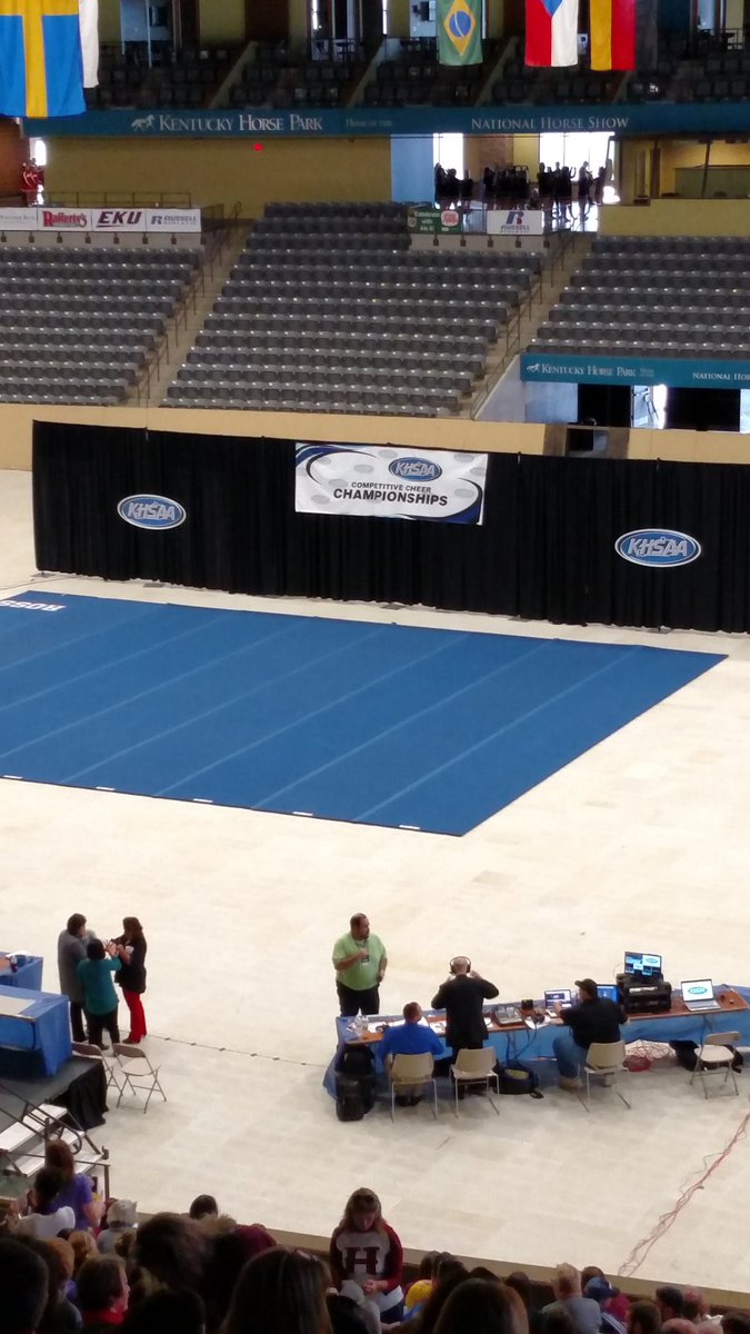 moe_1971's tweet photo. Oh, you know, just doing that "cheerdad" stuff, high atop #alltecharena. #khscc #WeAreMCHS https://t.co/LbXNDPtagm