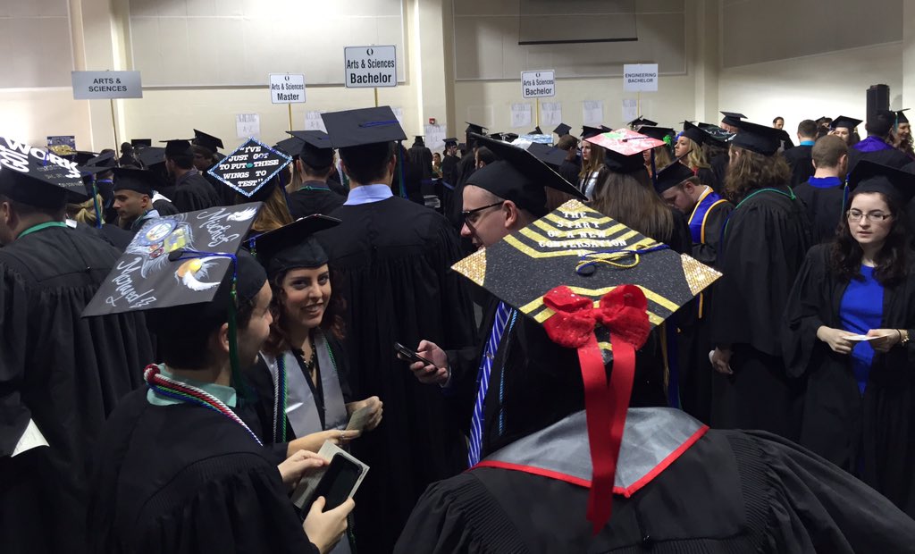 osantiagotorres's tweet photo. Students are waiting inside Alico Arena. @ndn #2015graduation #journo https://t.co/8XVE2AQo5V