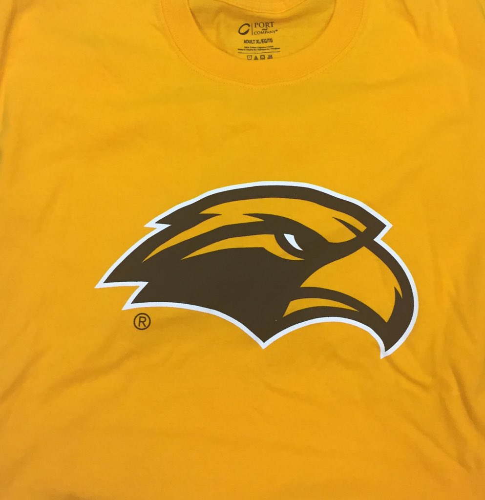 USMGoldenEagles's tweet photo. Gold #SouthernMiss T-shirts for the 1st 500 Fans for today's 4pm @SouthernMissWBB game vs Ole Miss! #SMTTT https://t.co/TIzKKUp0rP