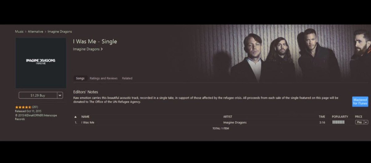 UNHCR_Arabic's tweet image. يعود ريع شراء أغنية #IWasMe لفرقة @Imaginedragons من آيتونز لدعم اللاجئين: iTunes.com/IWasMe
#One4
@SAP