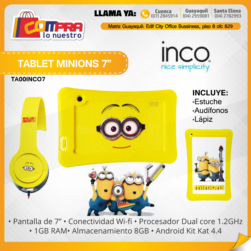 CompraLoNuestro's tweet photo. Tablet Minions 7"
Incluye:
-Estuche
-Audífonos
-Lapiz
Encuentra los mejores productos con los mejores precios aquí https://t.co/JKziynXetj